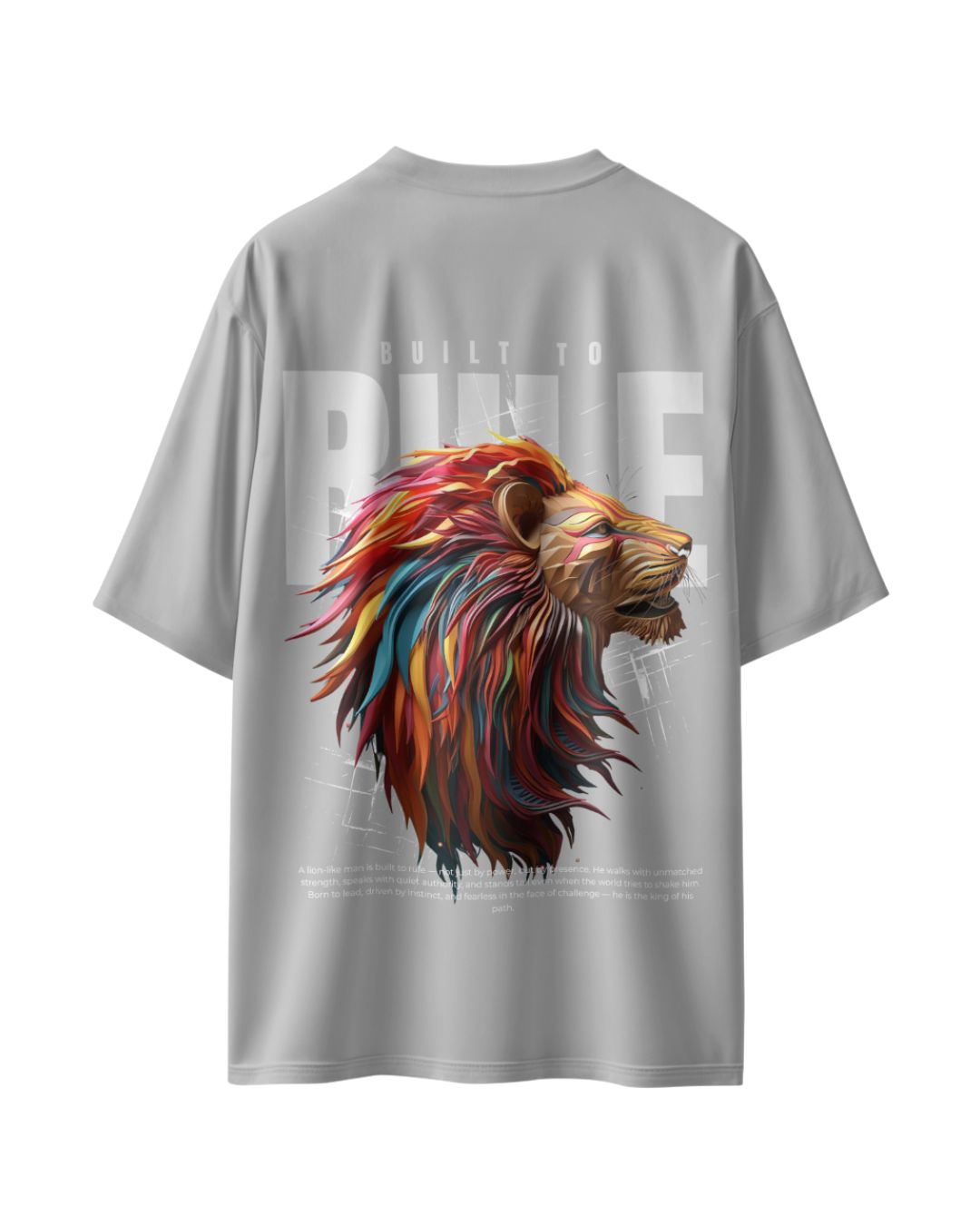 Fujju Built To Rise Gray Oversized T-shirt - 300 GSM, 100% Cotton